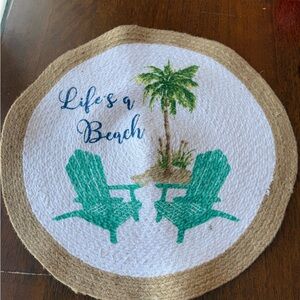 Tropical Round Placemat with Palm Tree and Chairs